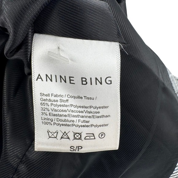 ANINE BING Plaid Madeline Double Breasted Blazer Jacket Blue Black Size S P - Picture 7 of 10